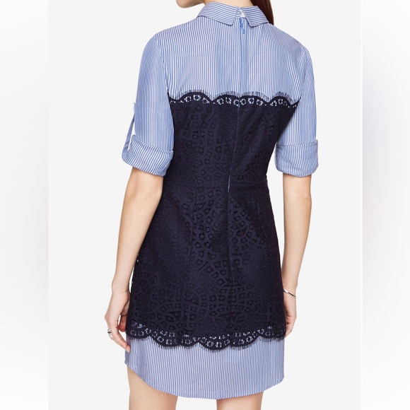 New BCBGMaxAzria Kaylin Striped Shirt Lace Bodice Dress - Picture 2 of 12